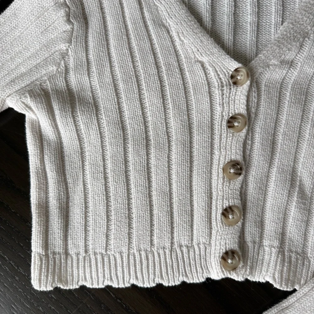 Art Class Cream Ribbed Knit Girls Cardigan Medium (8)